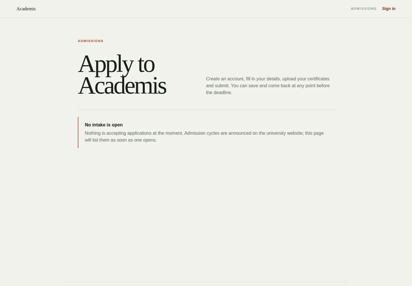 Public admissions