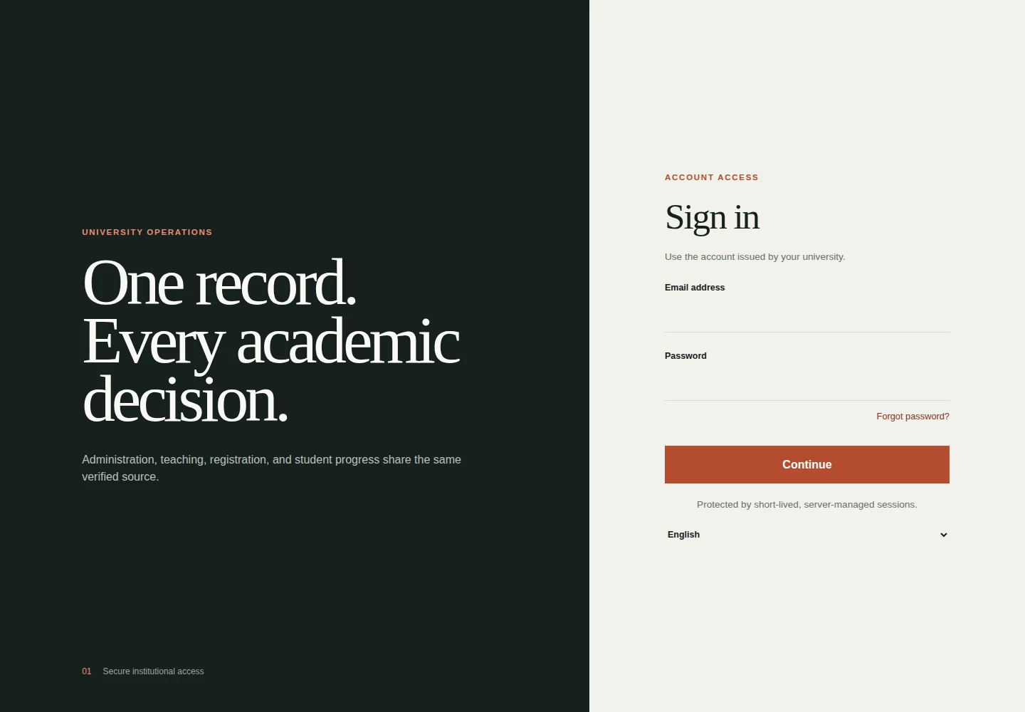 Academis product interface